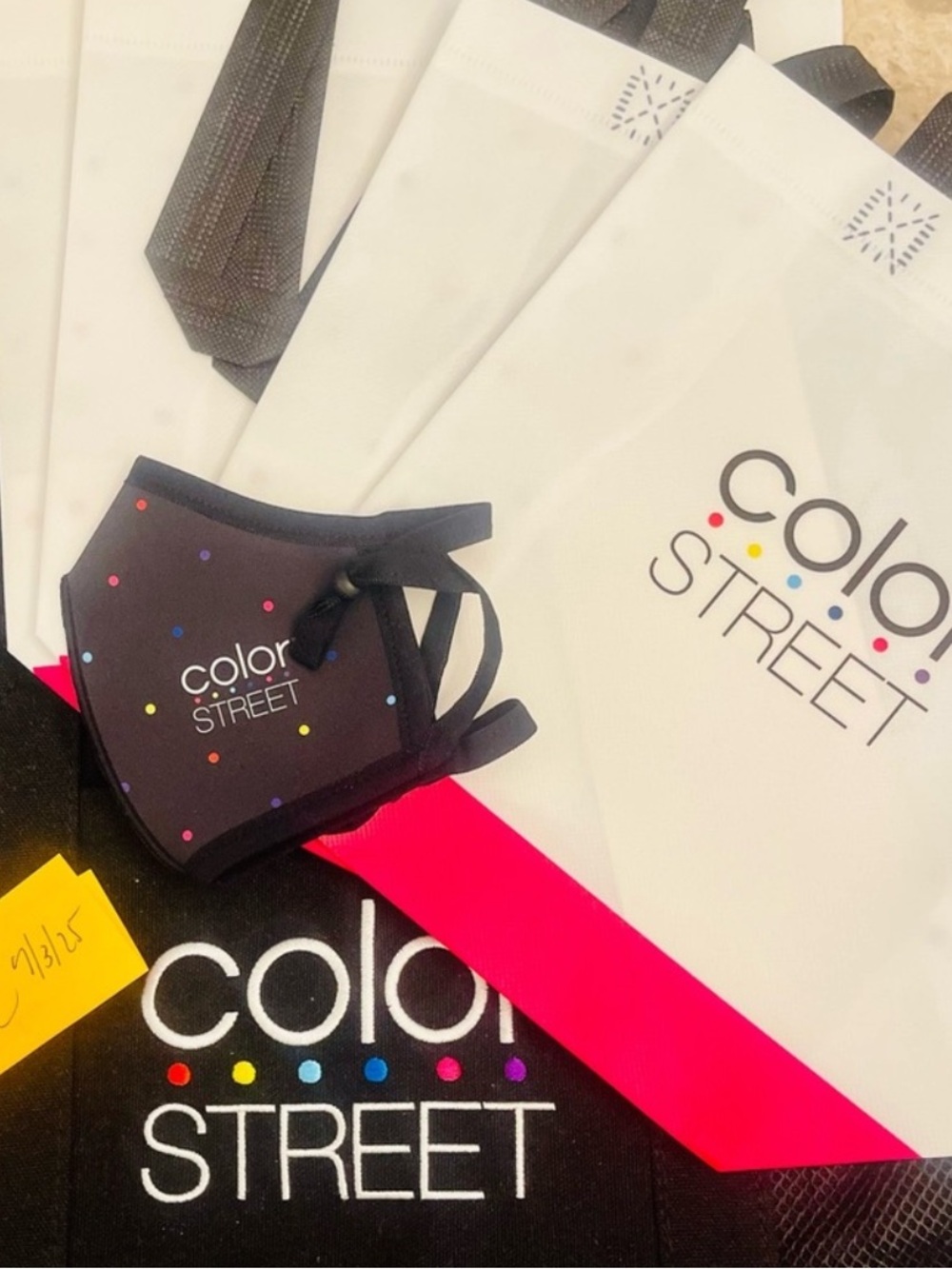 Color Street Nail Strips Mystery Bundle — Mixed Colors, face mask and totes